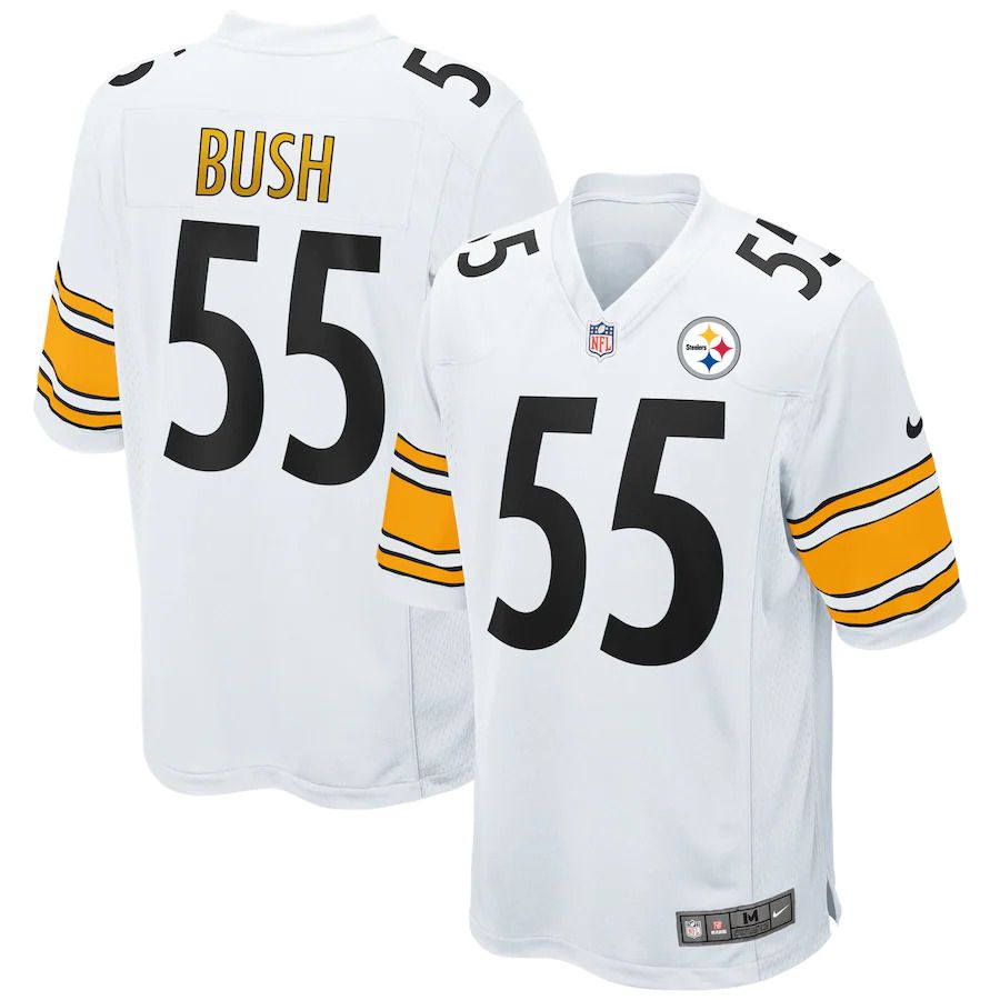 Cheap Men Pittsburgh Steelers 55 Devin Bush Nike White Game Player NFL Jersey